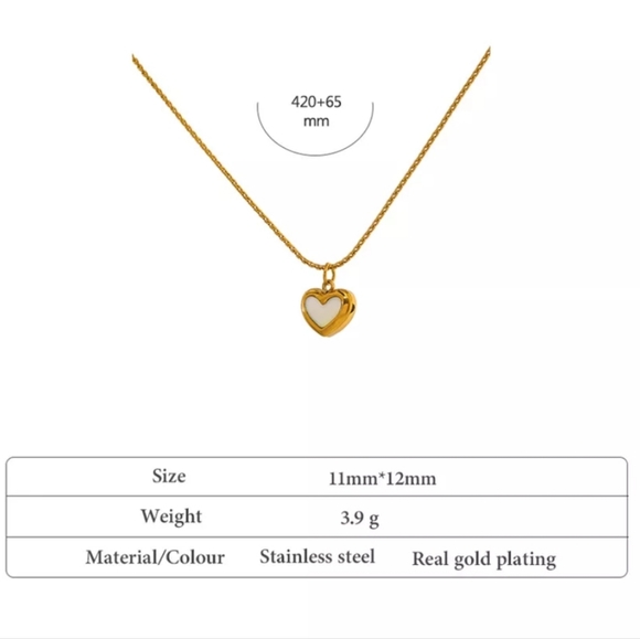 18 k  Gold plated heart natural shell necklace - Picture 5 of 6